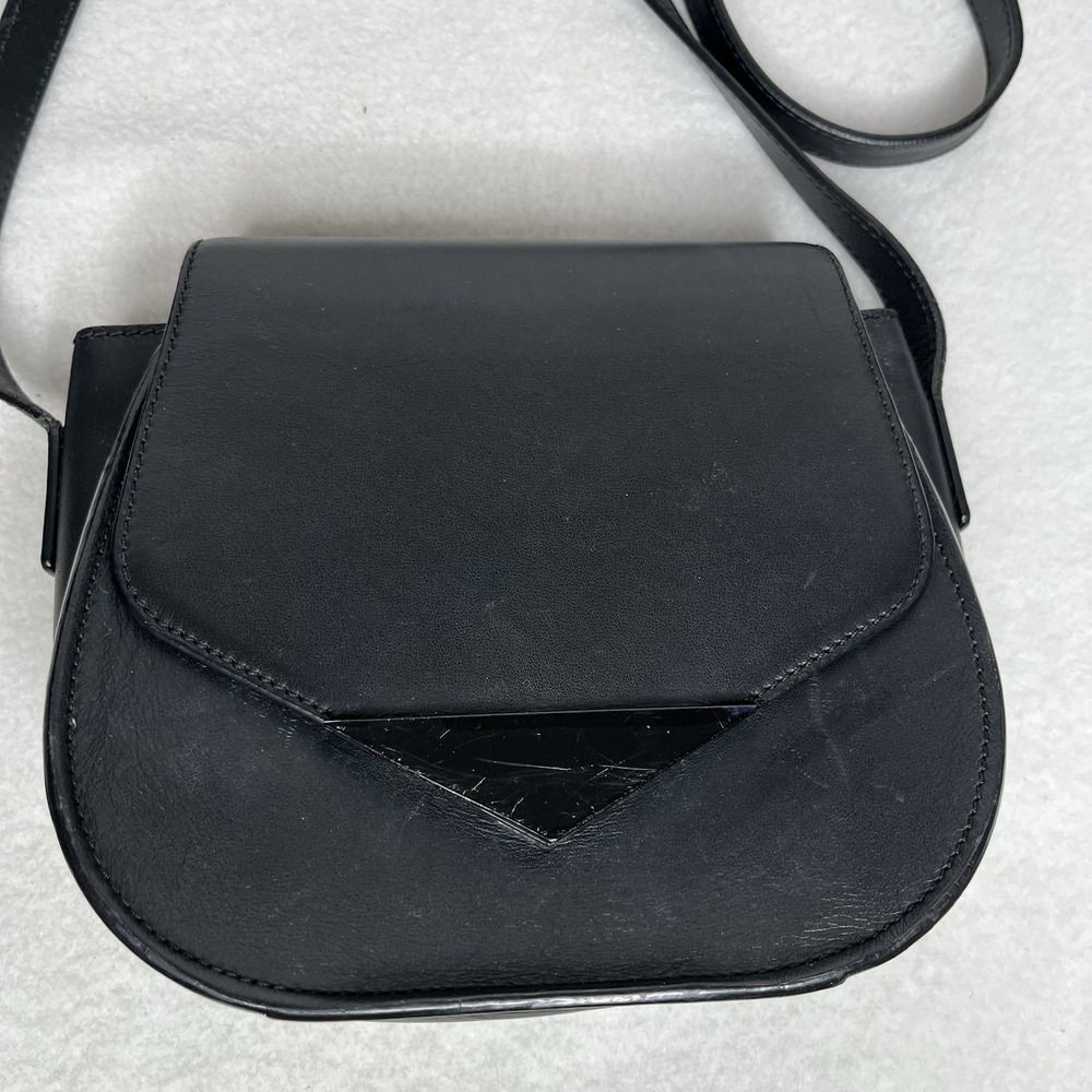 FACINE Crossbody Bag Womens Black Leather Envelope Made in Spain Boho Y2K